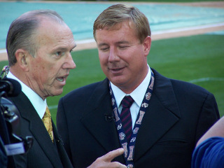 michaelnats George Michaael interviews Jim Bowden at Nationals first-ever game at RFK Stadium in April, 2005